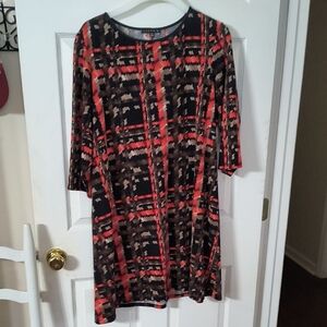 Patterned Red and Black Dress